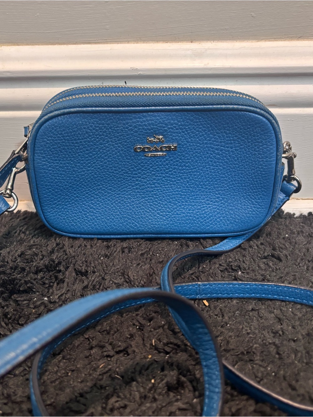 Coach Double Zip Crossbody Bag in Pebbled Leather